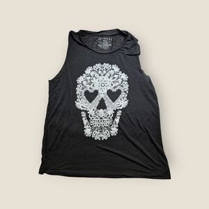 Black Skull Graphic Tank Top